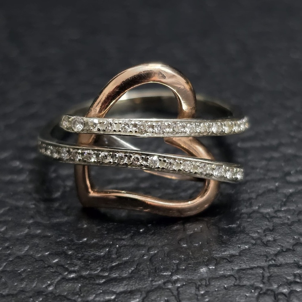 Elegant 10k rose & white  Gold Heart Diamond Ring
